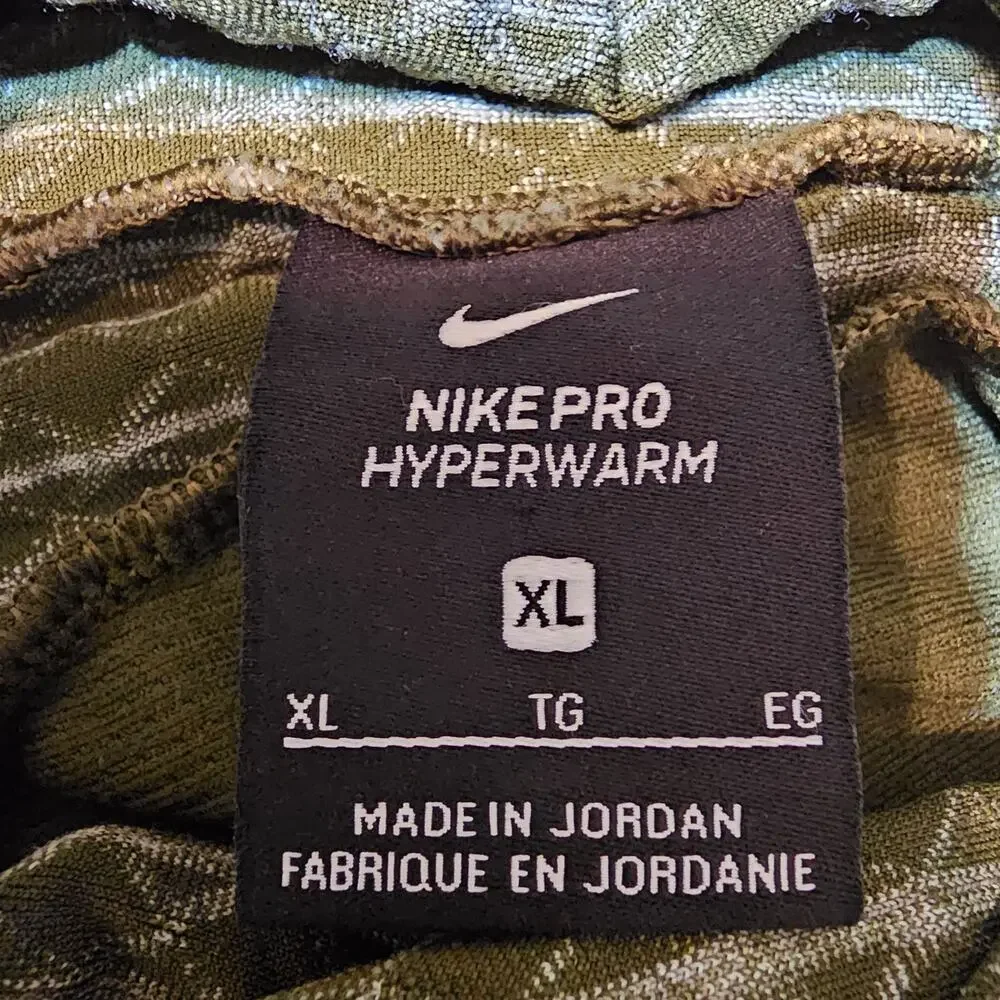 Nike Pro Hyperwarm Women's XL Olive Green Mock Neck Brushed Training Pullover